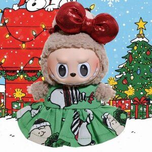 Peanuts Snoopy Holiday Christmas Dress with Bow Labubu Outfit